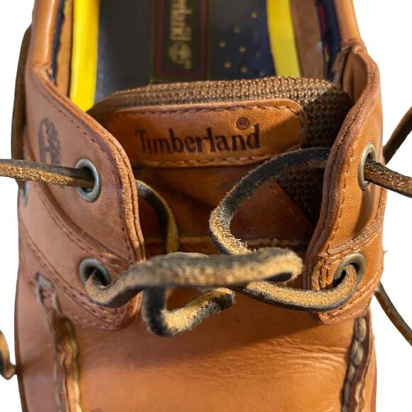Timberland Shoes Mens 8.5M Chestnut Brown Leather Mock Toe 2 Eye Boat Shoes - Picture 11 of 11